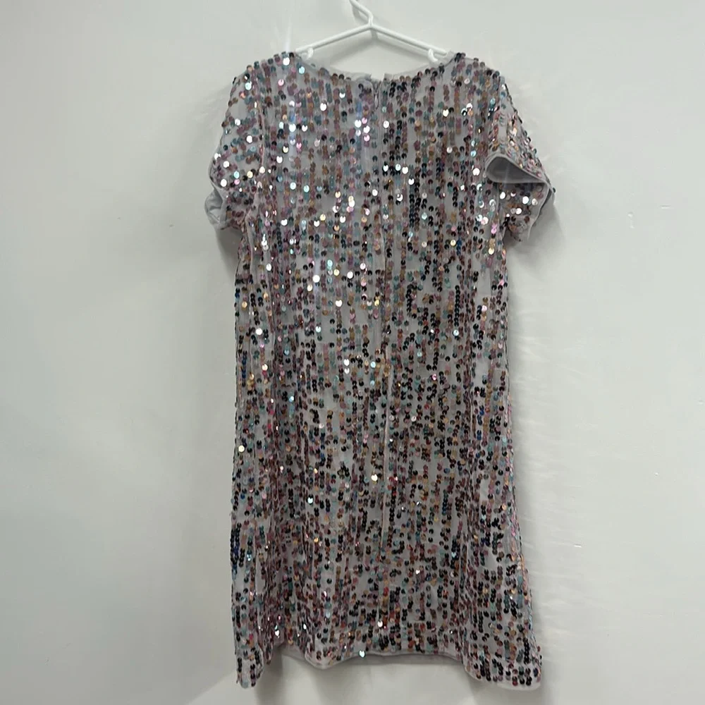 Gap kids multi color sequin short sleeve dress L